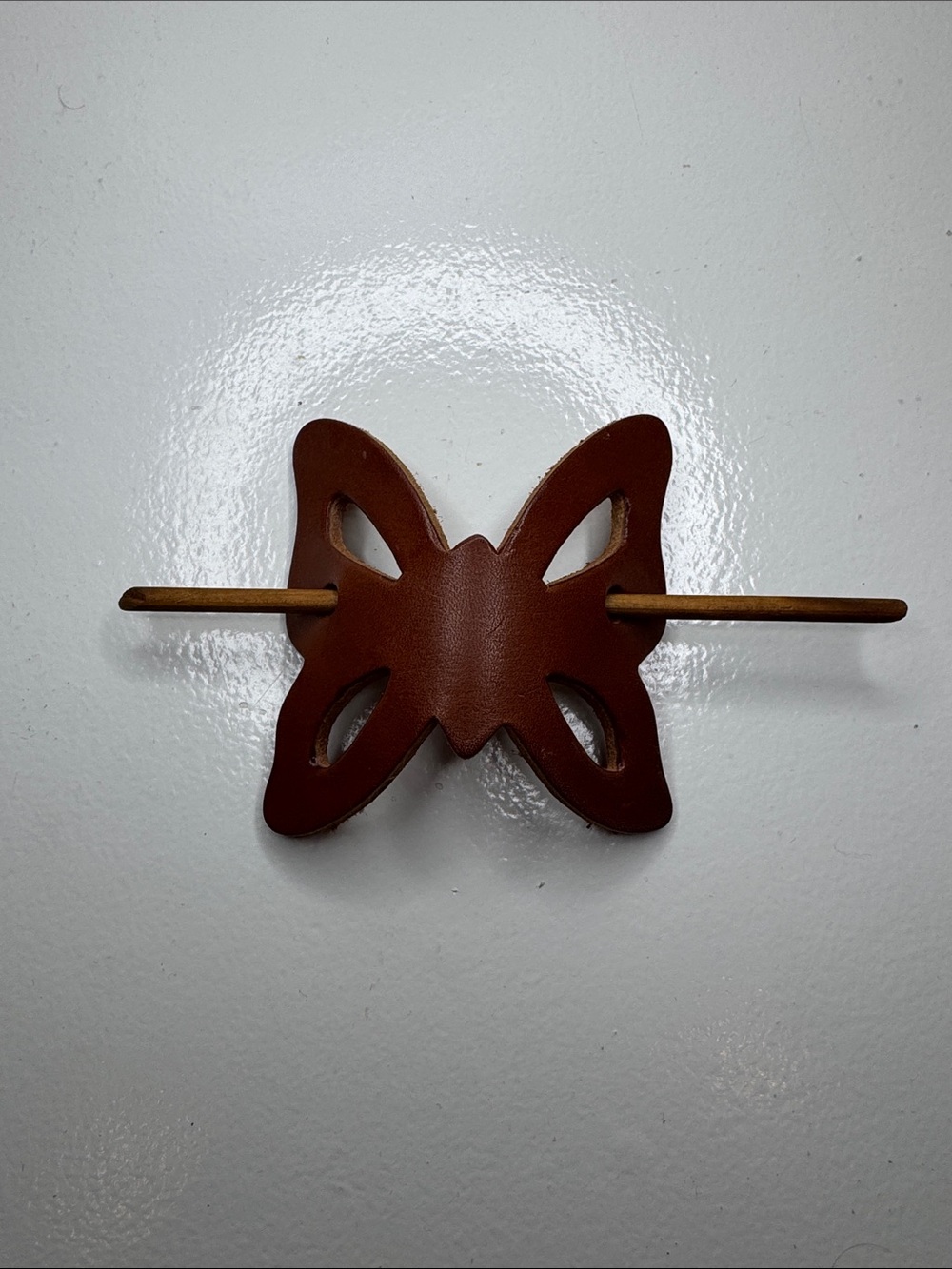 NEW Leather Butterfly Hair Slide, handmade artisan boho festival, clip barrette